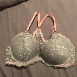 PINK lace racerback push up Date Bra